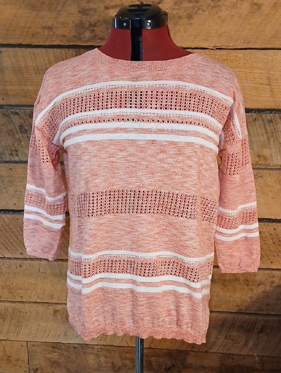 Christopher & Banks Sweaters - Christopher & Banks Lightweight Coral and White Knit Tunic Sweater Sz P/L